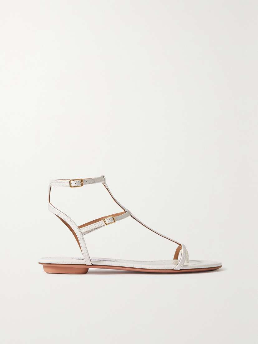 Aquazzura Ponza Croc-effect Leather Sandals
