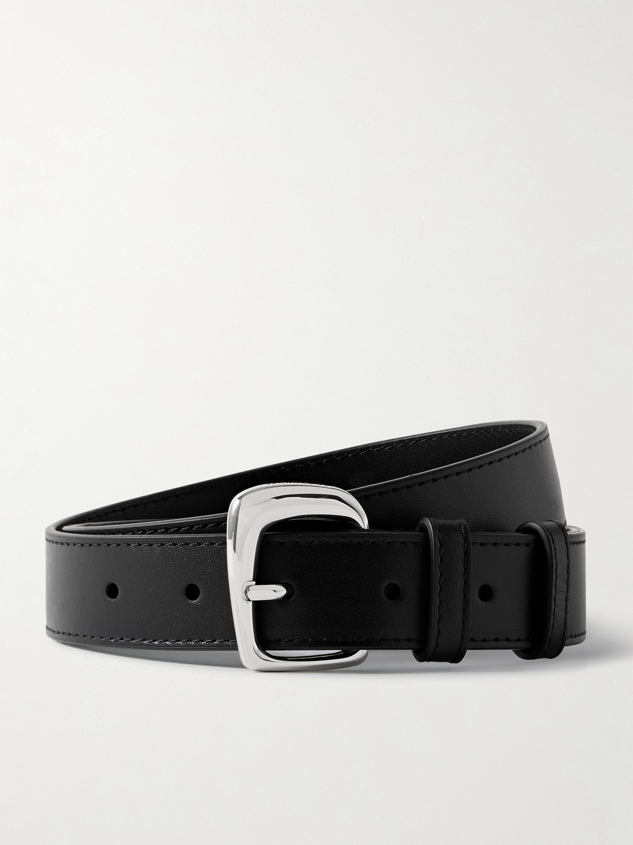 Shop Jacquemus Ovalo Leather Belt In Black