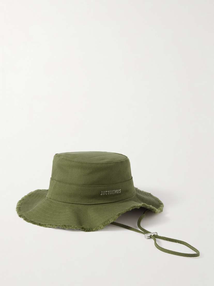Jacquemus Le Bob Embellished Frayed Cotton-twill Bucket Hat