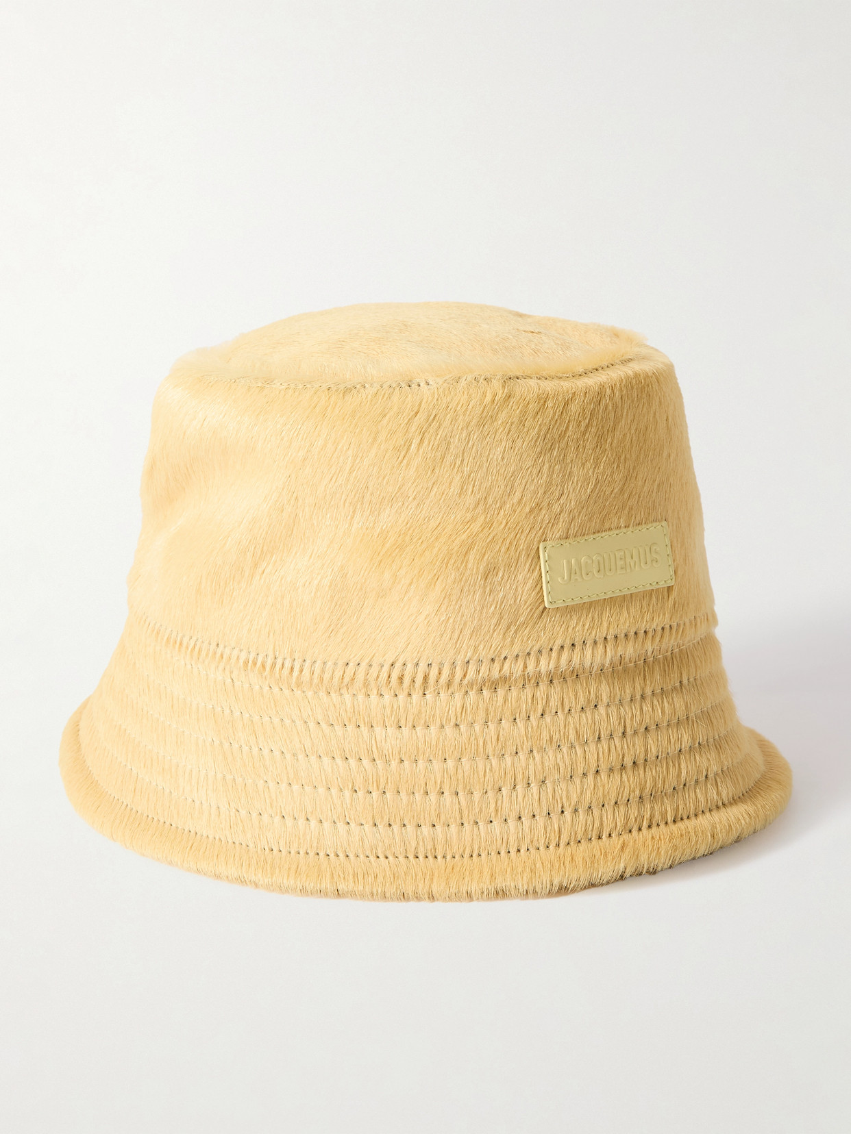 Shop Jacquemus Sperone Pony Hair Bucket Hat In Neutrals