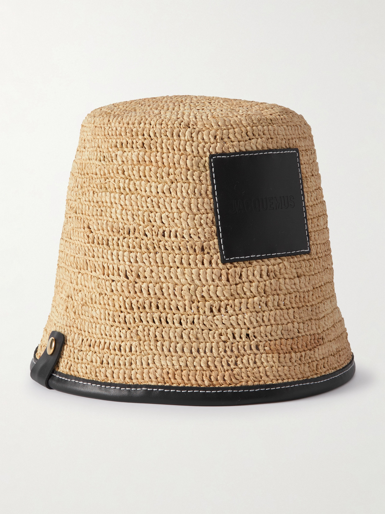 Jacquemus Le Bob Soli Leather-trimmed Raffia Bucket Hat - Neutrals