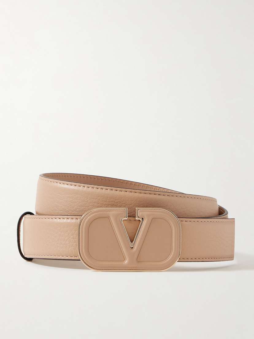 Valentino Garavani Vlogo Textured-leather Belt