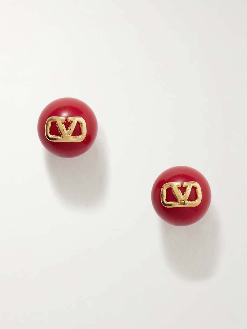 Valentino Garavani Vlogo Gold-tone Acetate Earrings