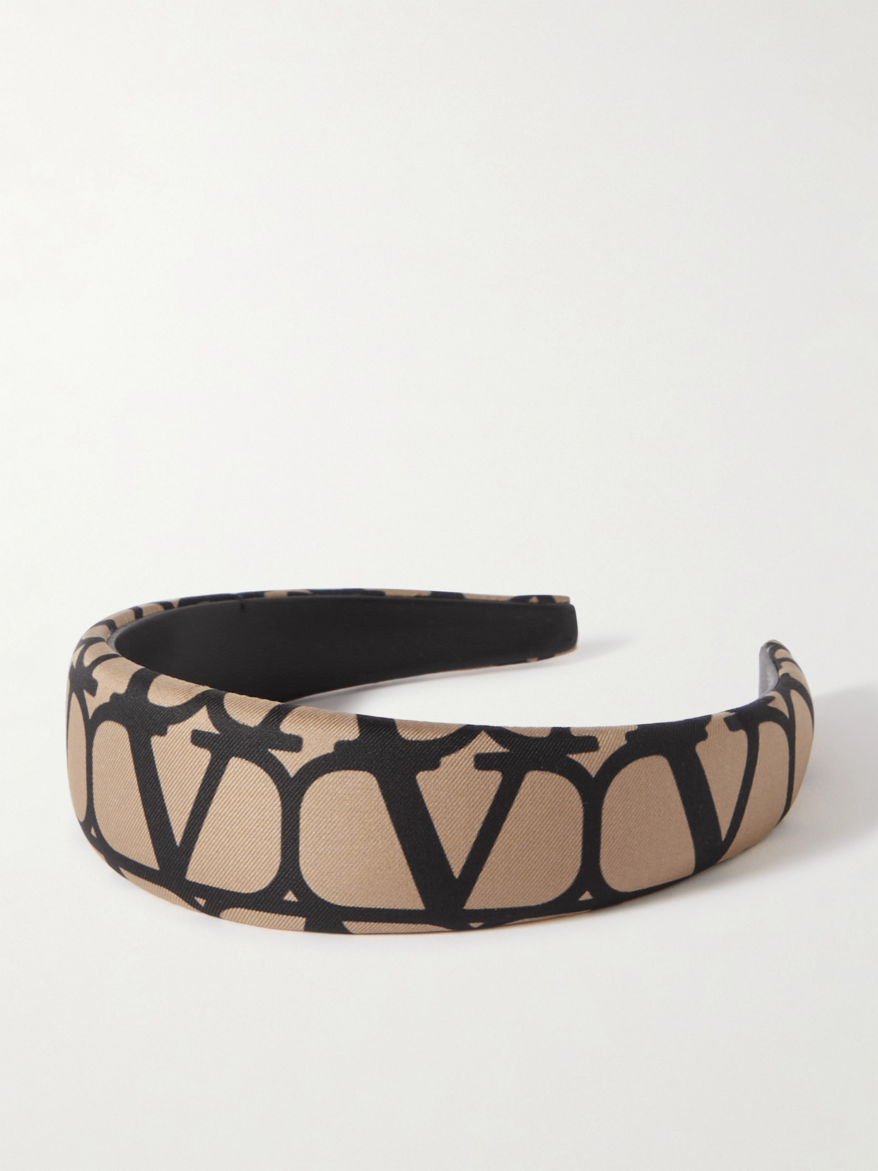 Valentino Garavani - Toile Iconographe Silk-twill And Leather Headband - Neutrals