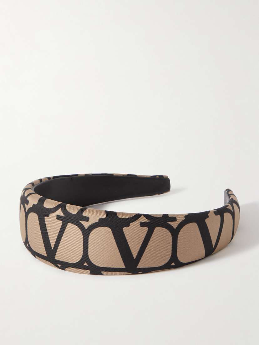 Valentino Garavani Toile Iconographe Silk-twill And Leather Headband