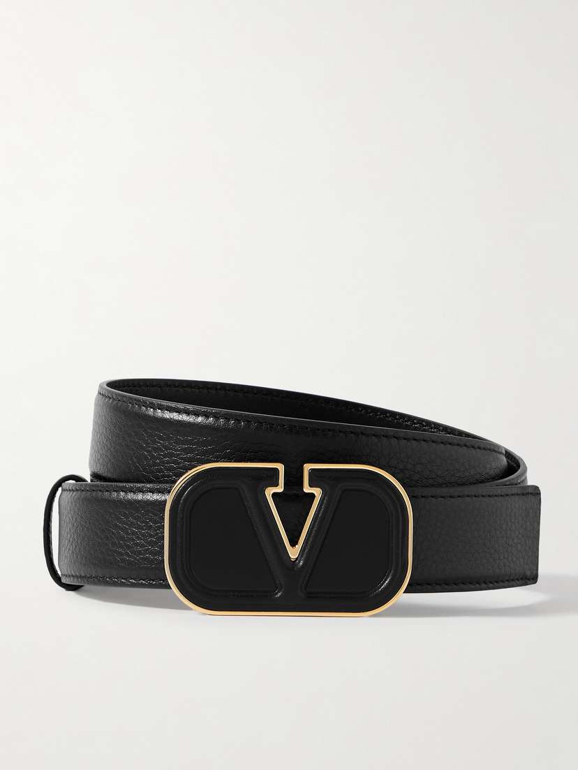 Valentino Garavani Vlogo Textured-leather Belt