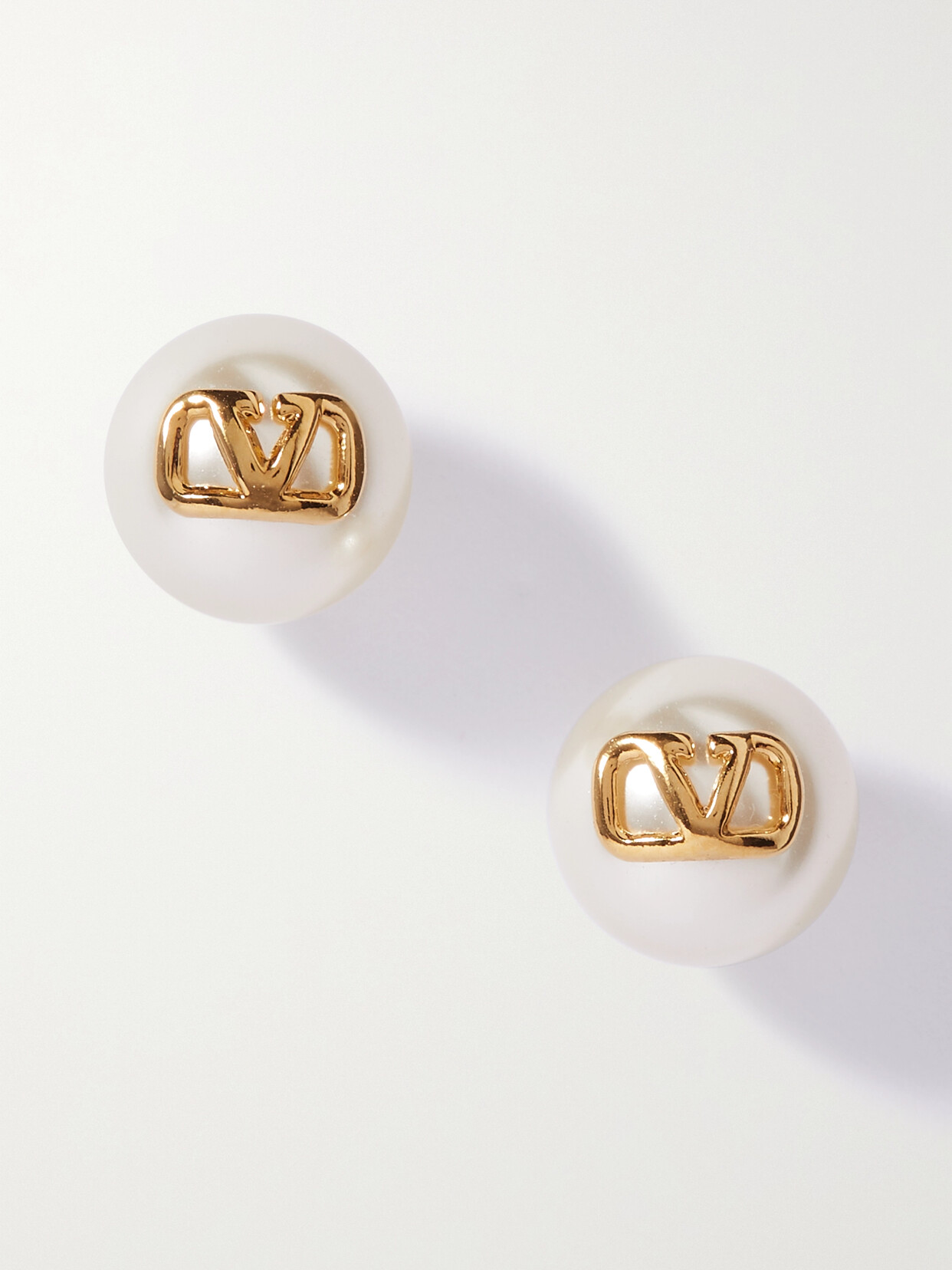 Valentino Garavani - Vlogo Gold-tone Faux Pearl Earrings - One size