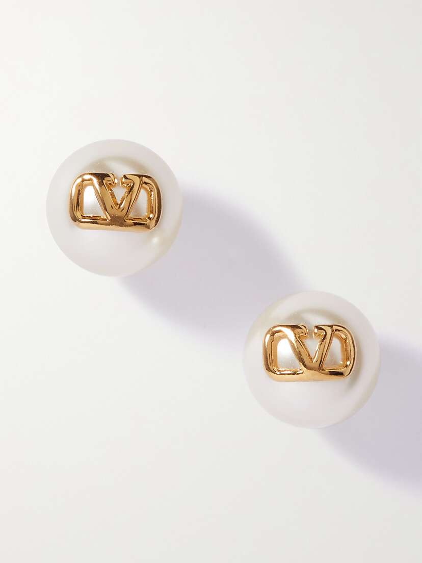 Valentino Garavani Vlogo Gold-tone Faux Pearl Earrings