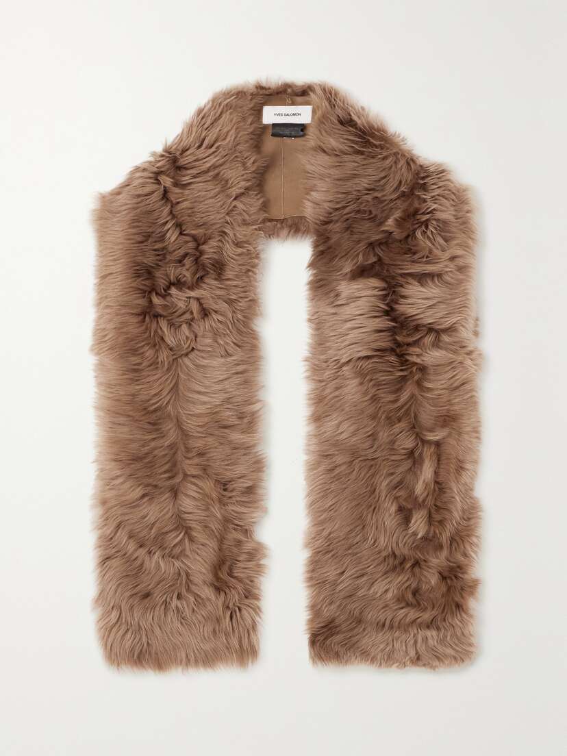 Yves Salomon Shearling And Leather Scarf -  - One size