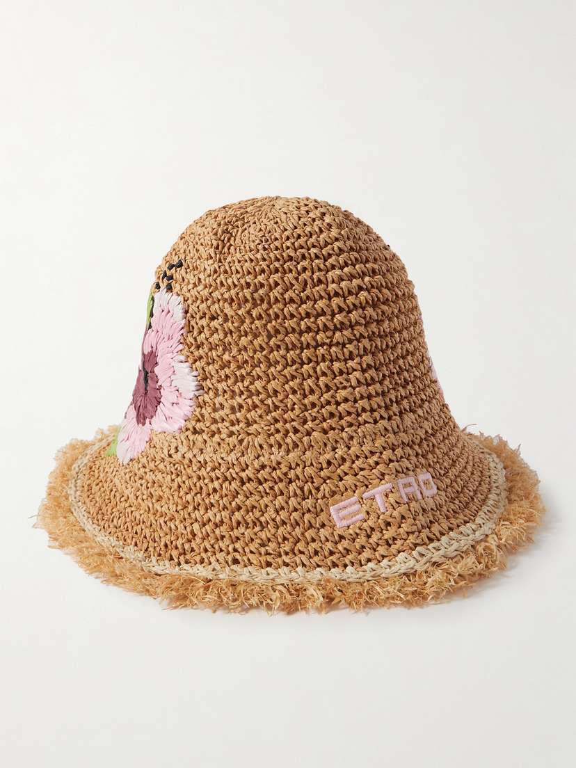 Etro Frayed Woven Raffia Bucket Hat