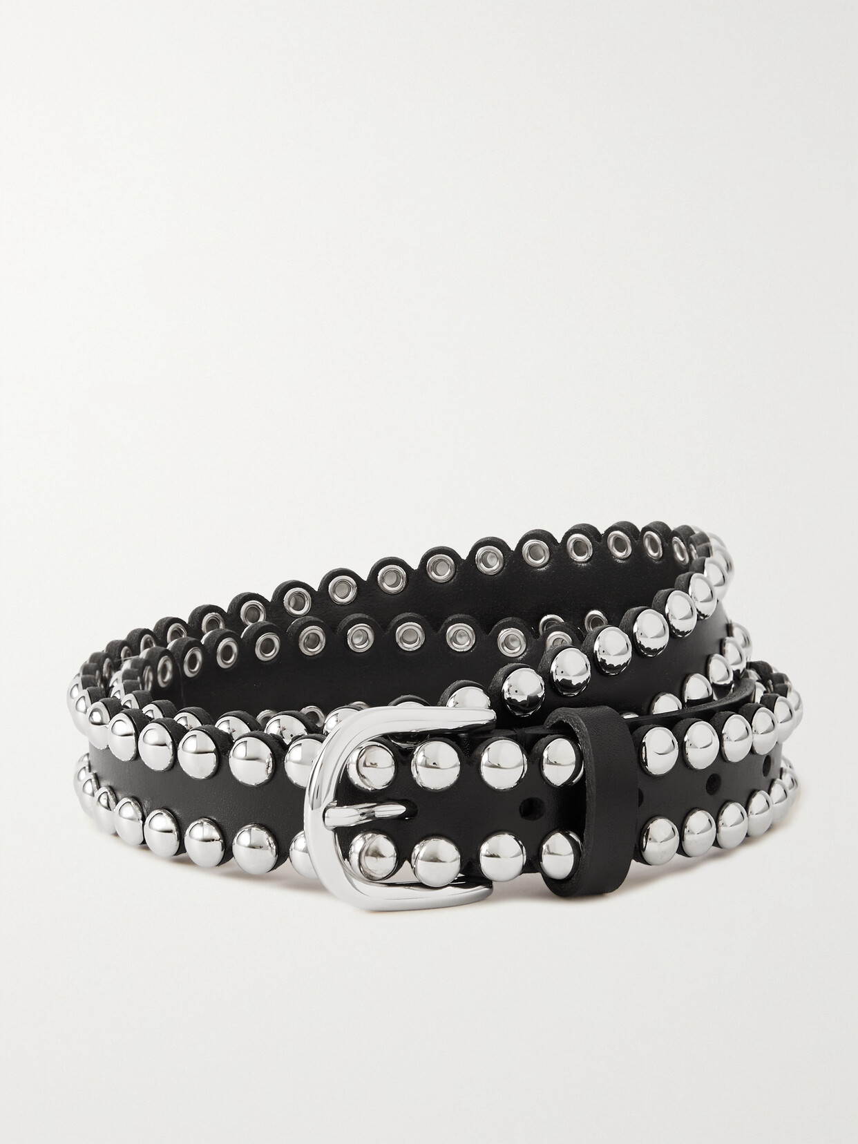 Shop Isabel Marant Zap Bubble Studded Leather Belt In Black