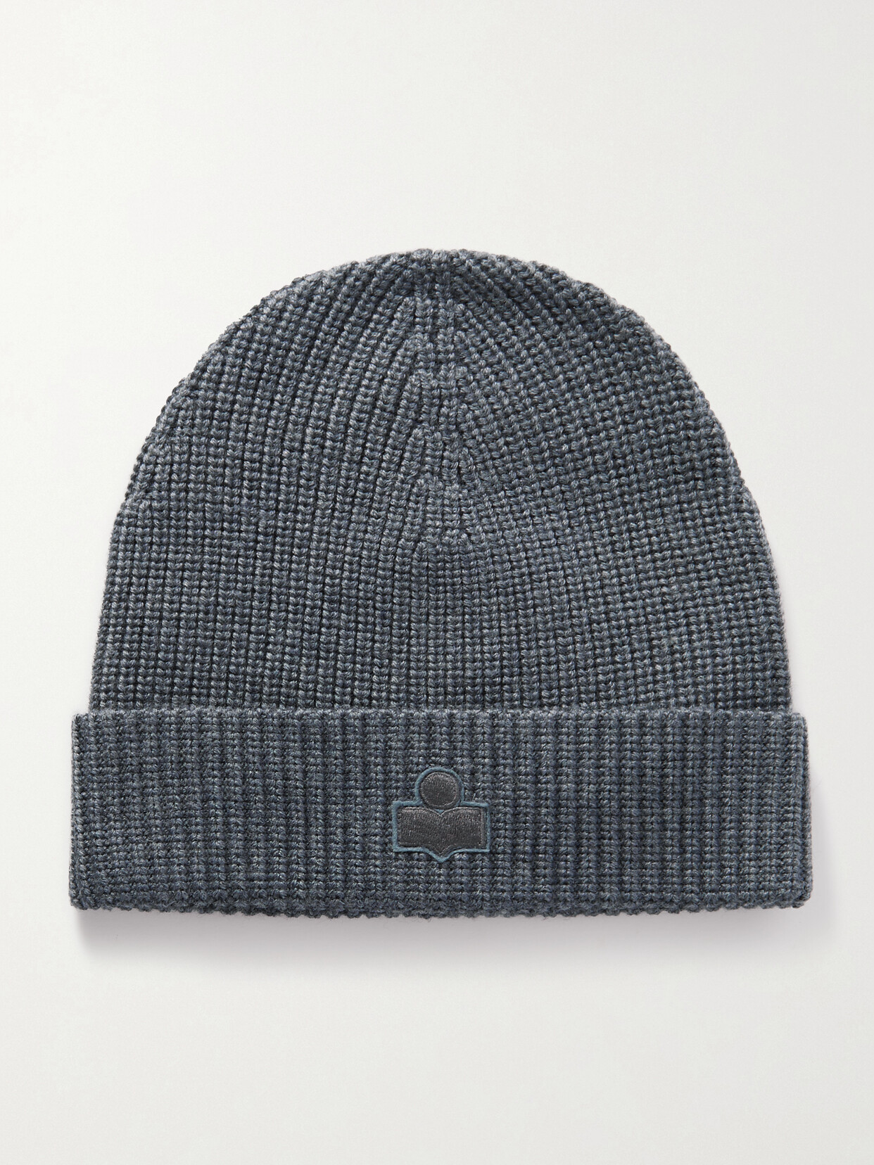 Isabel Marant Bayle Appliquéd Ribbed Wool Beanie In Gray