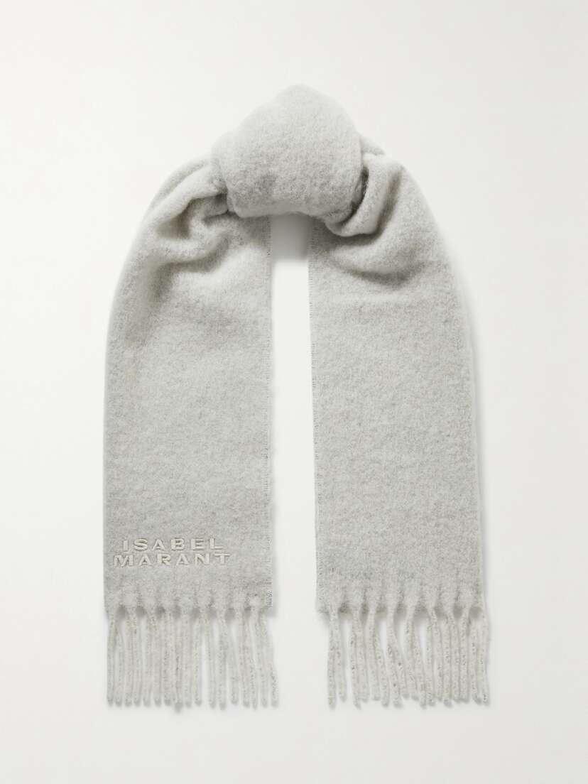 Isabel Marant Firny Fringed Embroidered Alpaca-blend Scarf