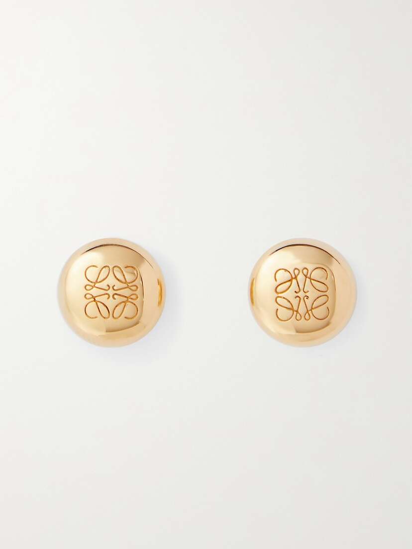 Loewe Anagram Pebble Gold-plated Earrings