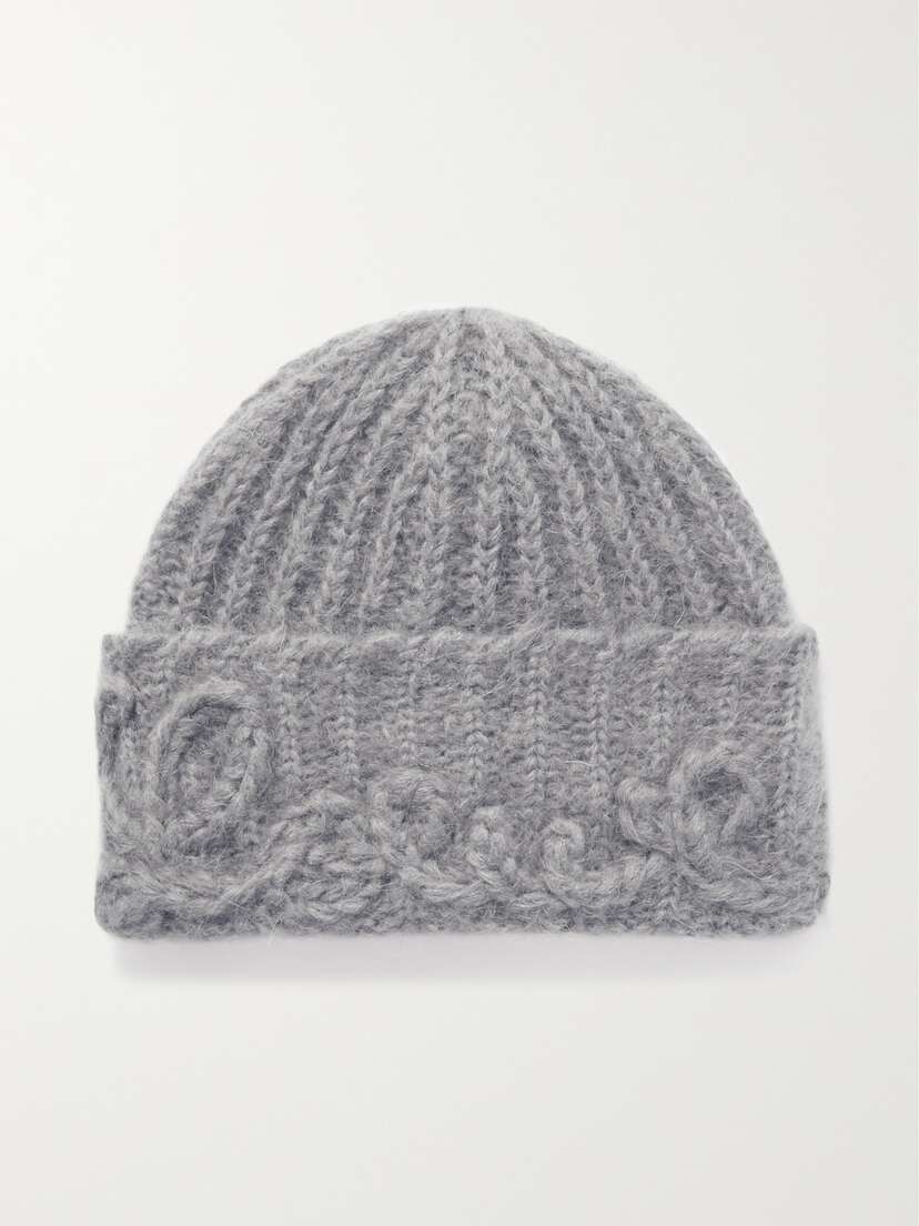 Loewe Embroidered Ribbed Mohair-blend Beanie