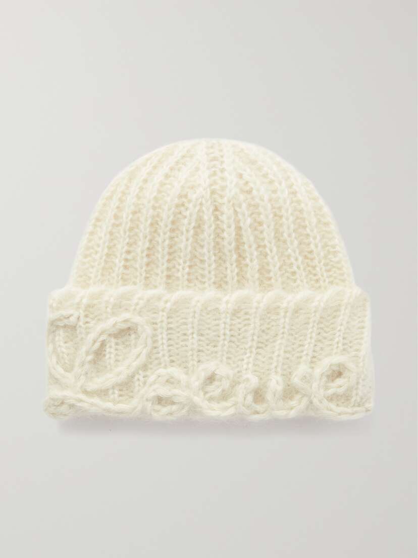 Loewe Embroidered Ribbed Mohair-blend Beanie