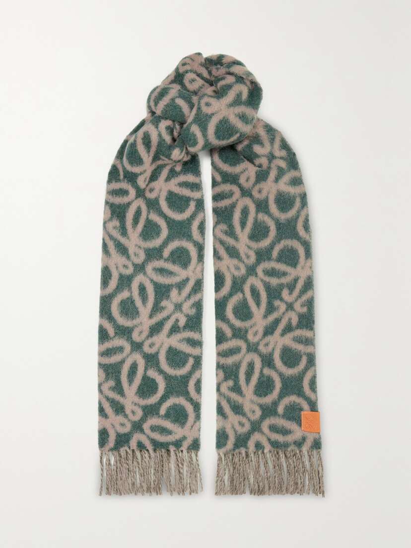 Loewe Fringed Jacquard-knit Scarf