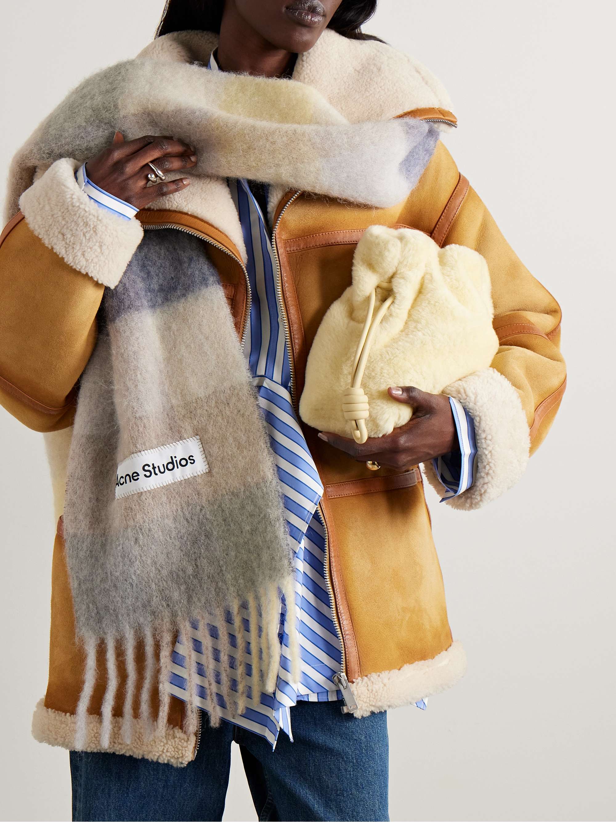 ACNE STUDIOS Vally fringed striped knitted scarf