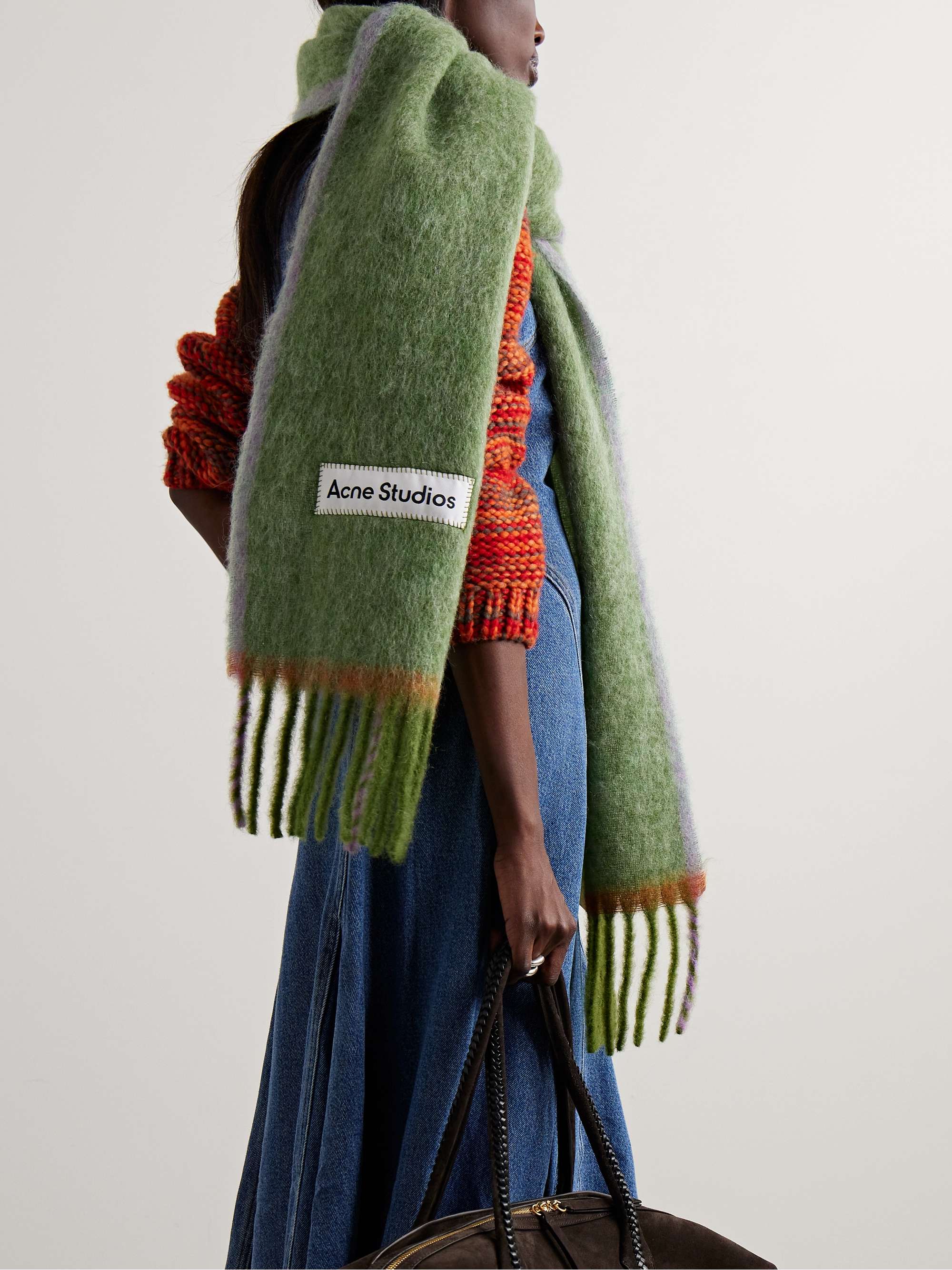 ACNE STUDIOS Vally fringed striped knitted scarf