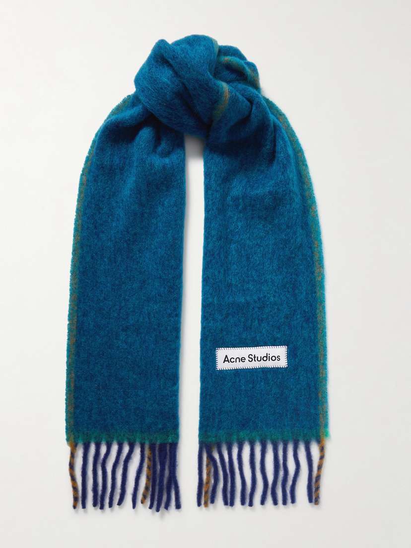 Acne Studios Appliquéd Fringed Knitted Scarf