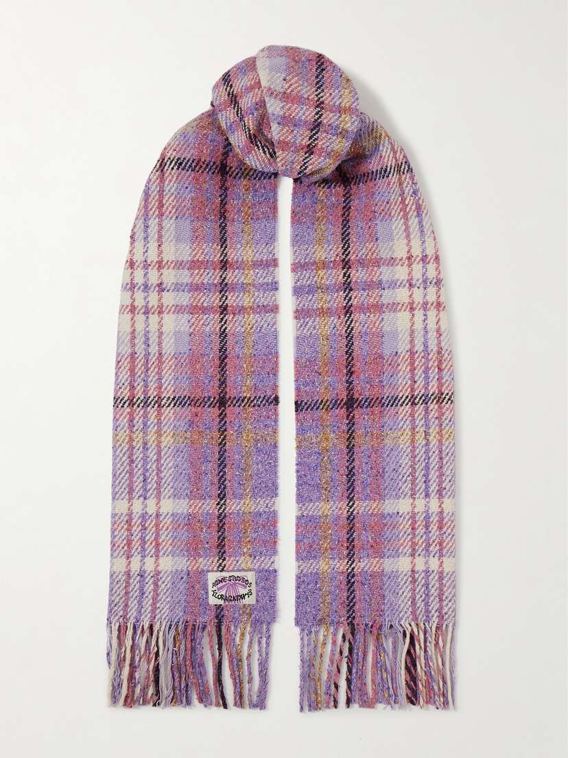 Acne Studios Fringed Checked Tweed Scarf