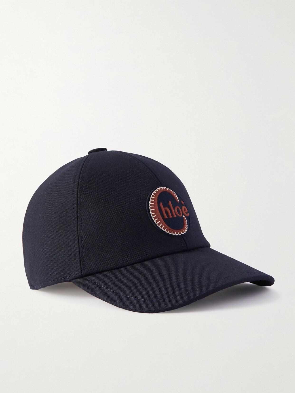 Chloé Swing Appliquéd Cotton-blend Canvas Baseball Cap In Blue