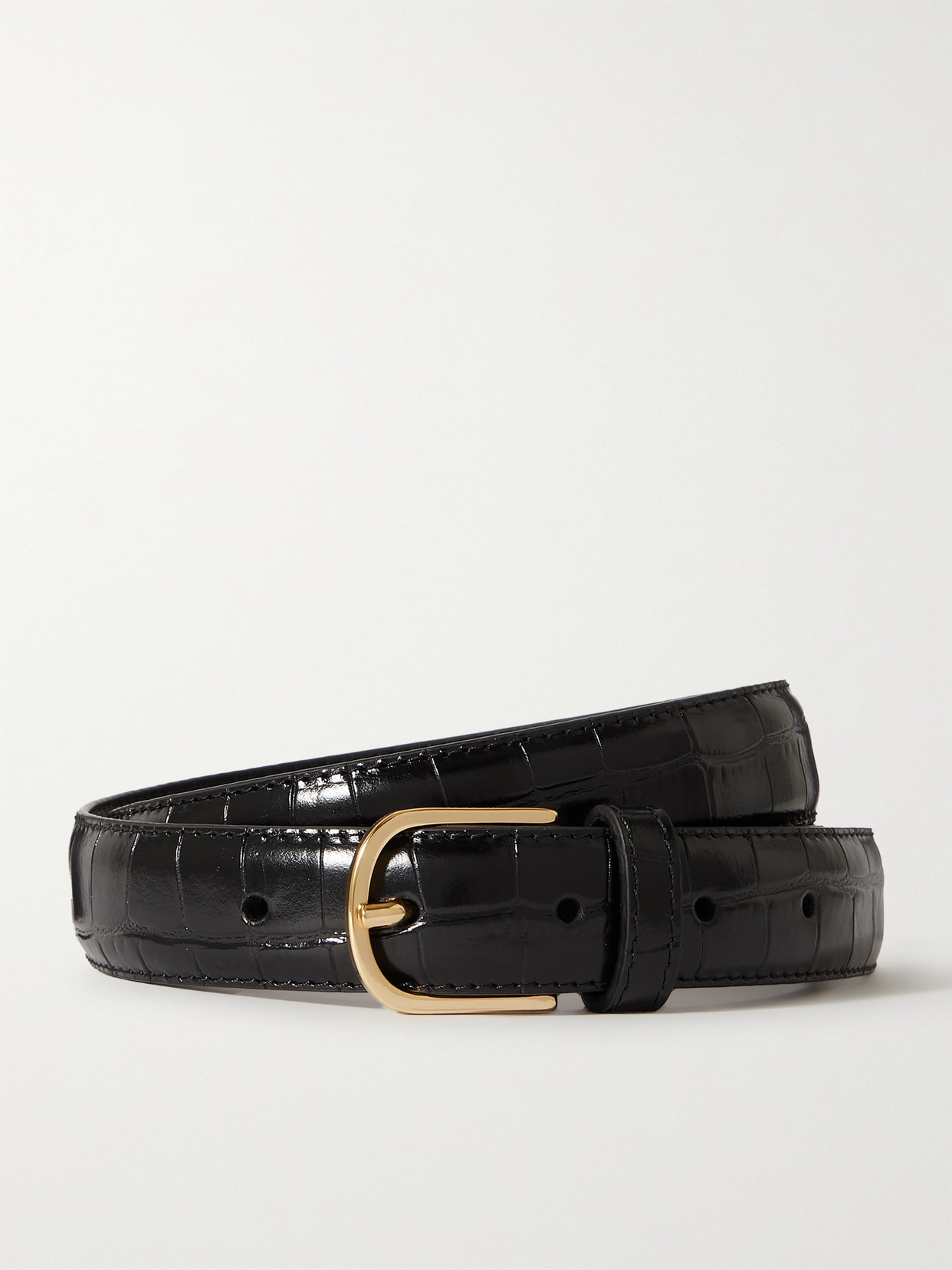 TOTEME Croc-effect Leather Belt - Black