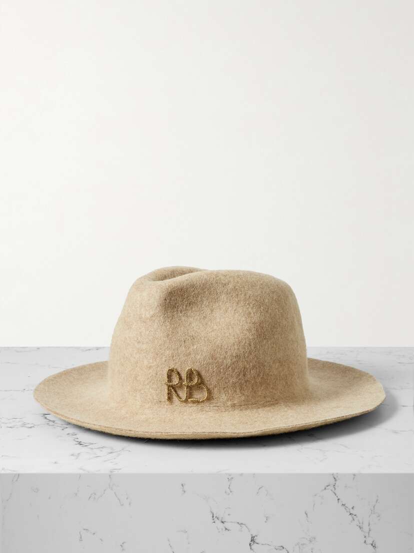 Ruslan Baginskiy Embroidered Wool-felt Fedora