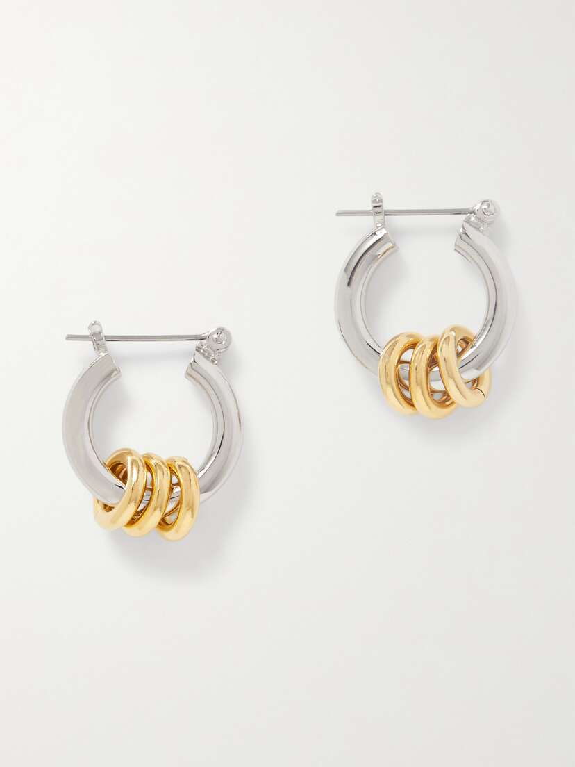 Laura Lombardi + Net Sustain Fillia Recycled Platinum- And Gold-plated Hoop Earrings