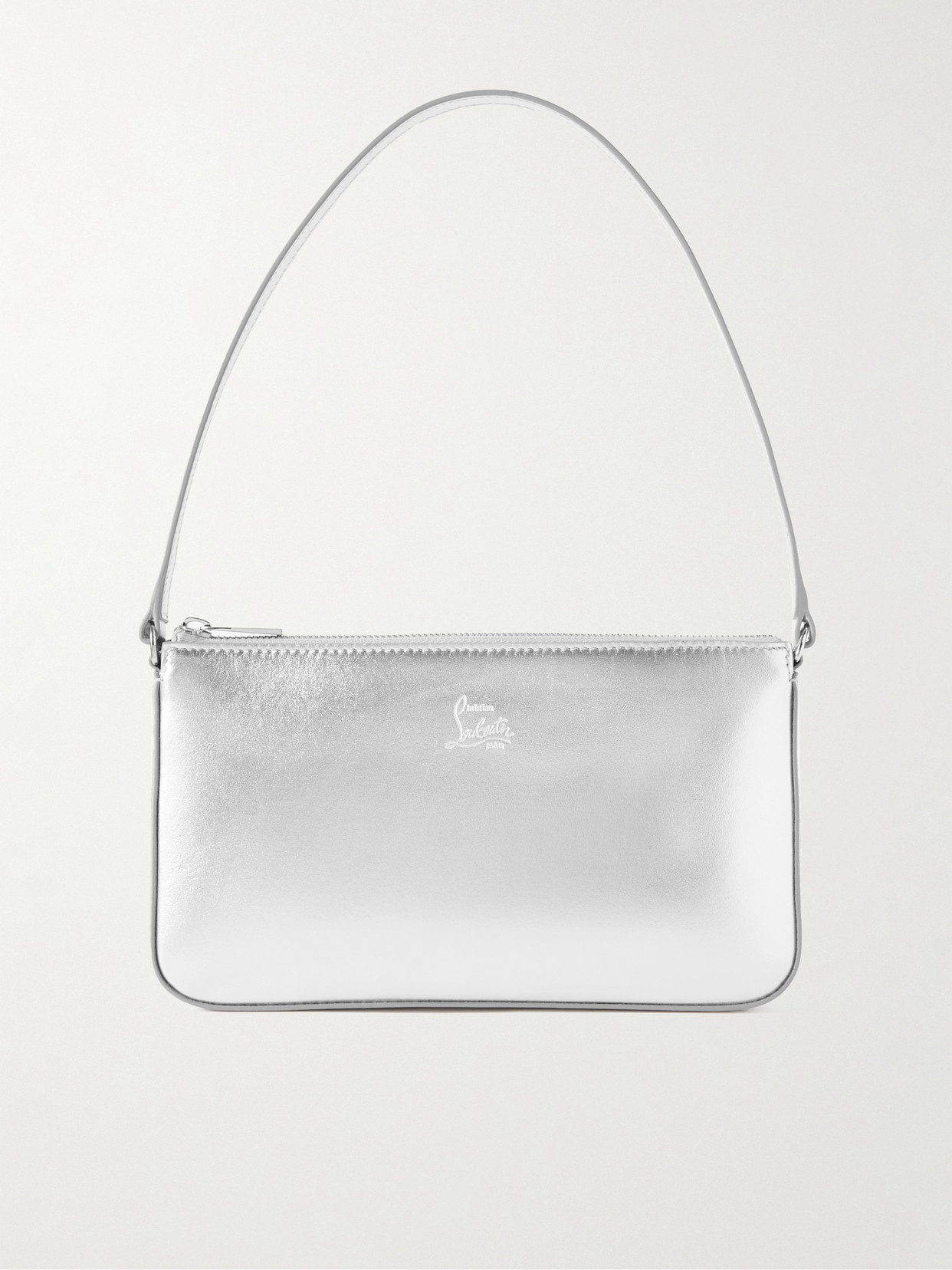 Christian Louboutin Loubila Metallic Leather Shoulder Bag In Silver