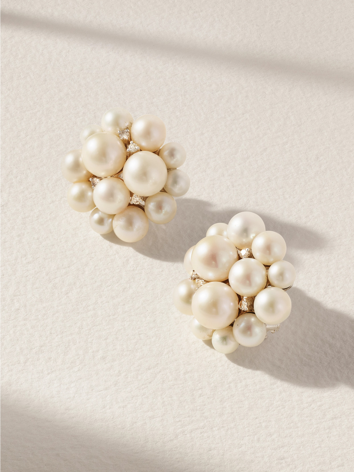 Amrapali London - 18-karat White Gold, Pearl And Diamond Earrings - One size