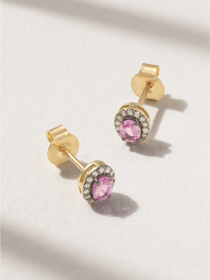 Amrapali London Rhodium-plated 18-karat Gold, Sapphire And Diamond Earrings