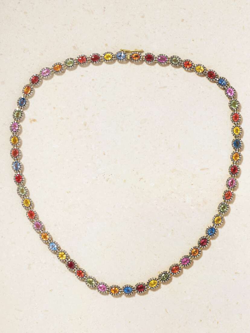 Amrapali London Mini Rajasthan 18-karat Gold, Diamond And Sapphire Necklace