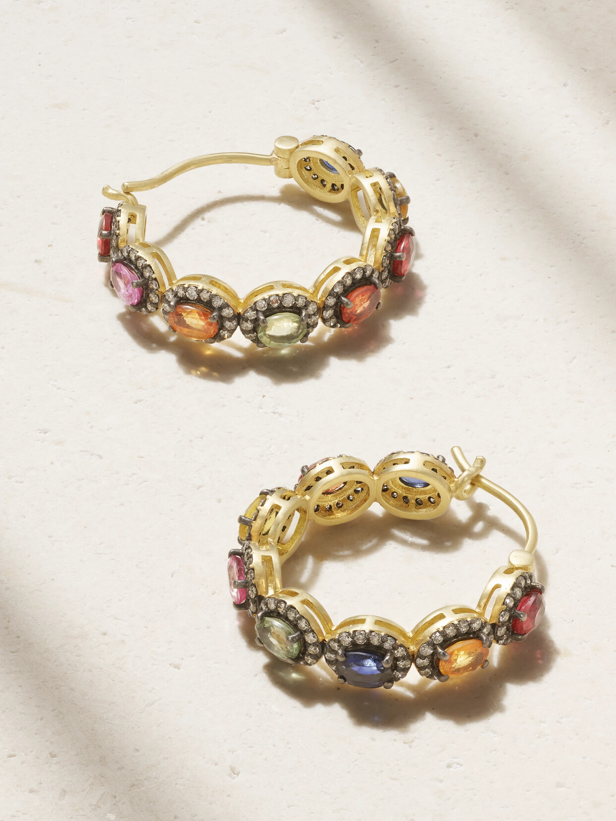 Amrapali London - Mini Rajasthan 18-karat Gold, Diamond And Sapphire Hoop Earrings - One size