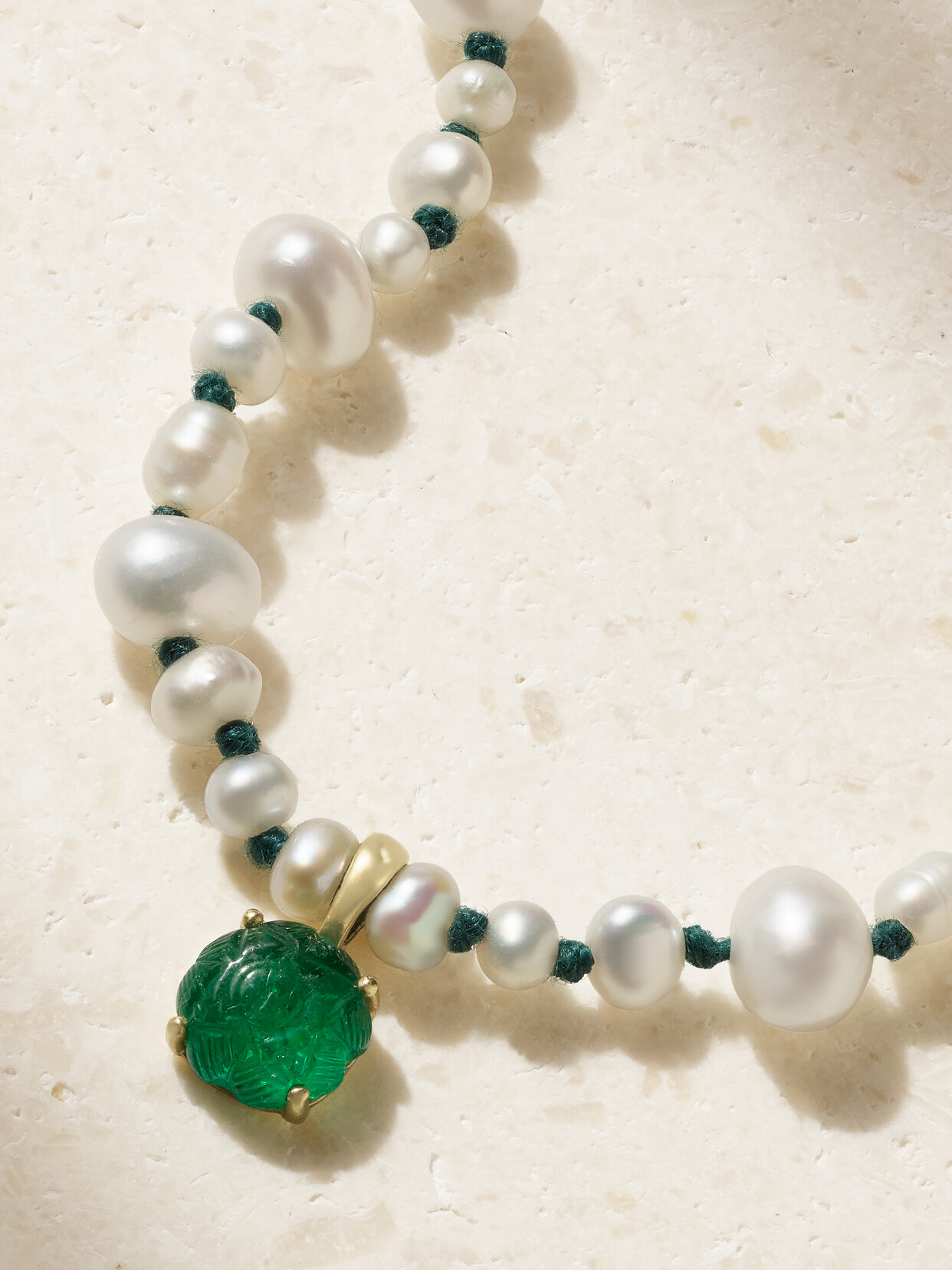 Amrapali London - 18-karat Gold And Cord Multi-stone Necklace - Green