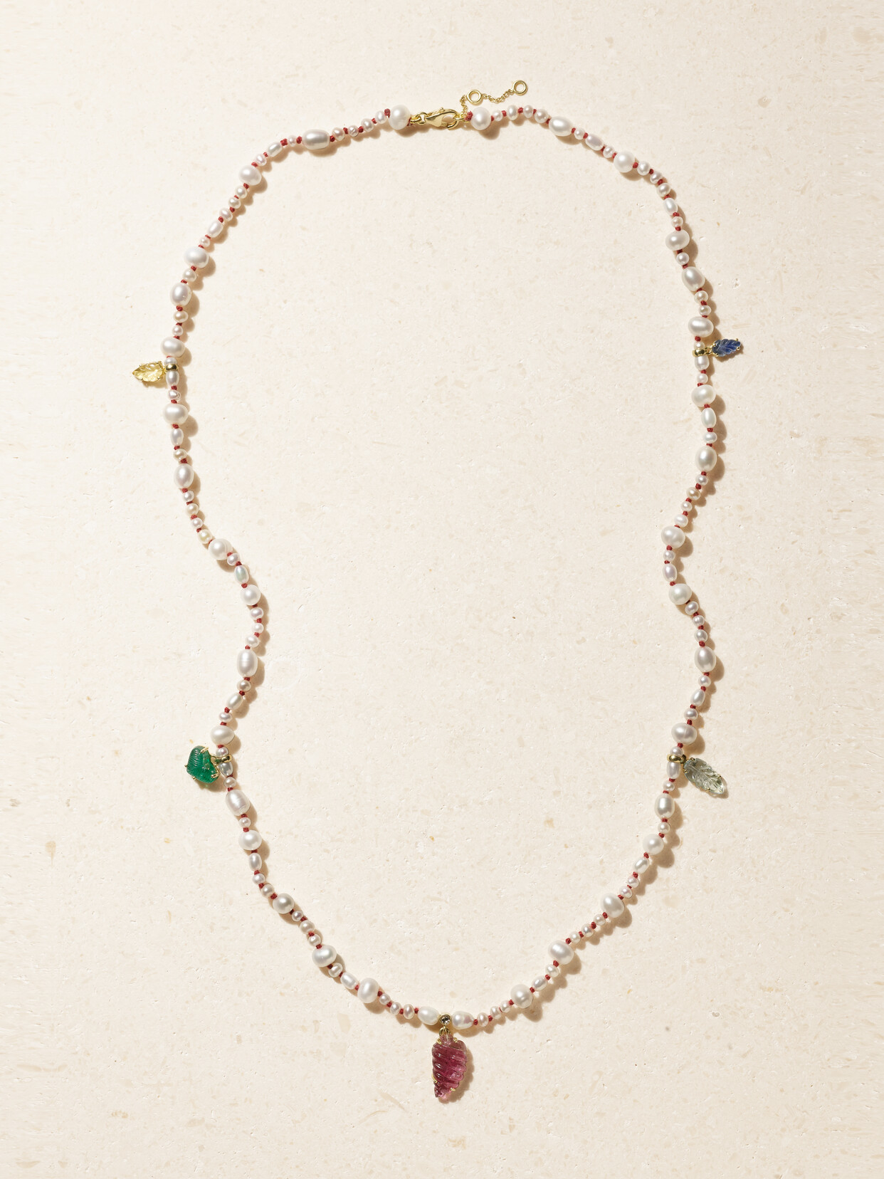 Amrapali London - 18-karat Gold And Cord Multi-stone Necklace - White