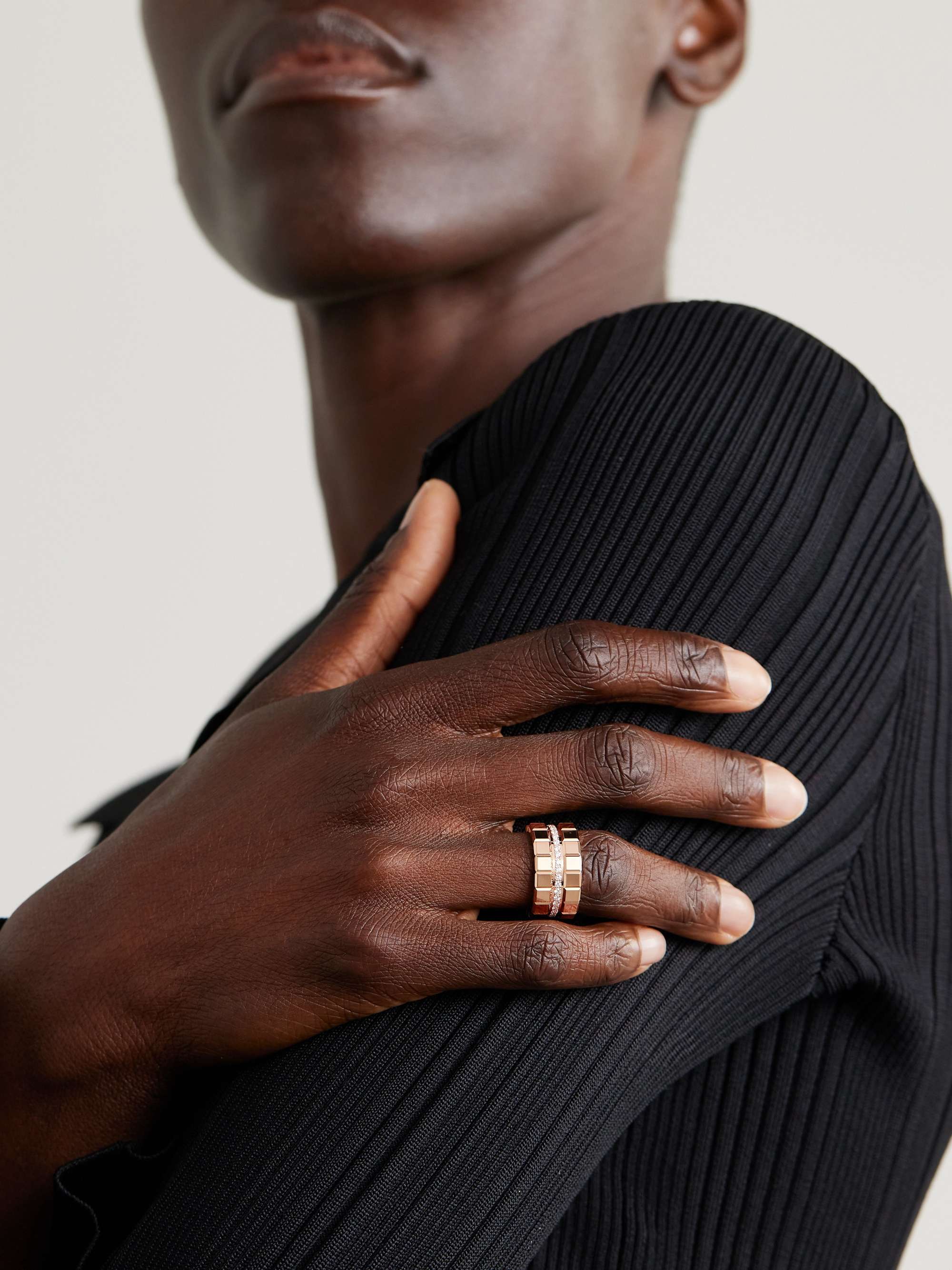 CHOPARD Ice Cube 18 karat rose gold diamond ring NET A PORTER