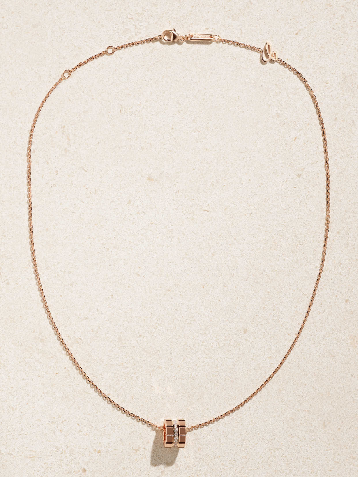 CHOPARD ICE CUBE PURE MINI 18-KARAT ROSE GOLD DIAMOND NECKLACE