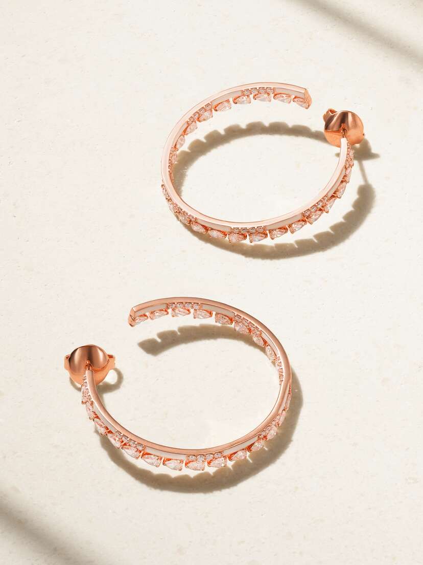 Kamyen 18-karat Rose Gold, Diamond And Enamel Hoop Earrings
