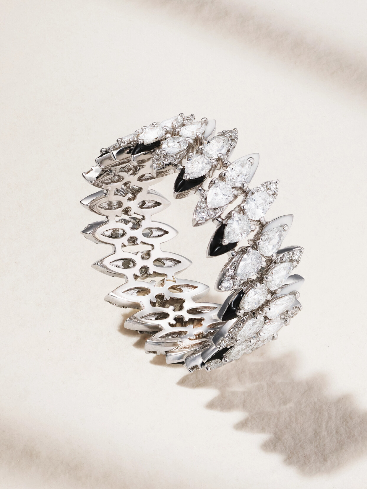 Kamyen - 18-karat White Gold, Diamond And Enamel Ring - 5