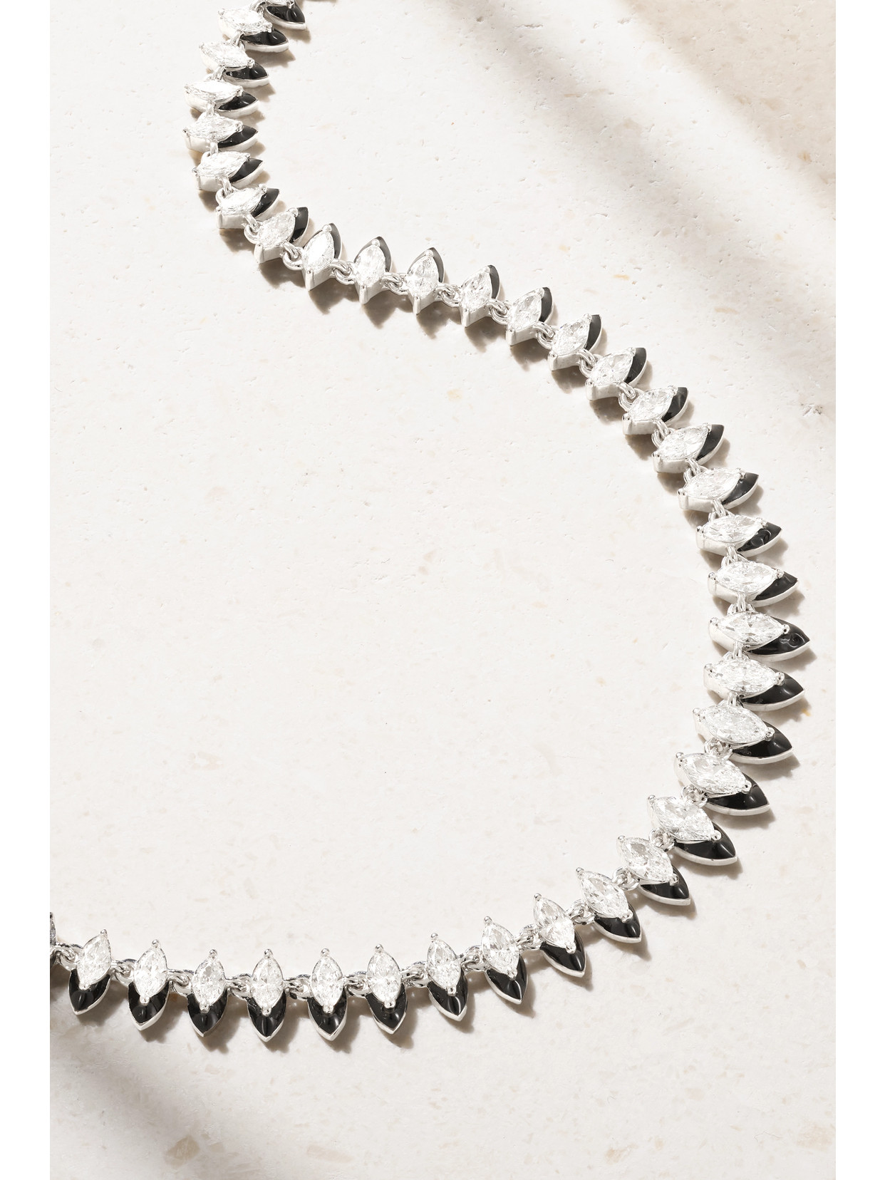 Kamyen 18-karat White Gold, Diamond And Enamel Choker In Gold
