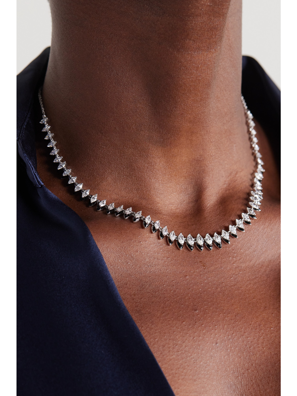 Kamyen 18-karat White Gold, Diamond And Enamel Choker In Gold