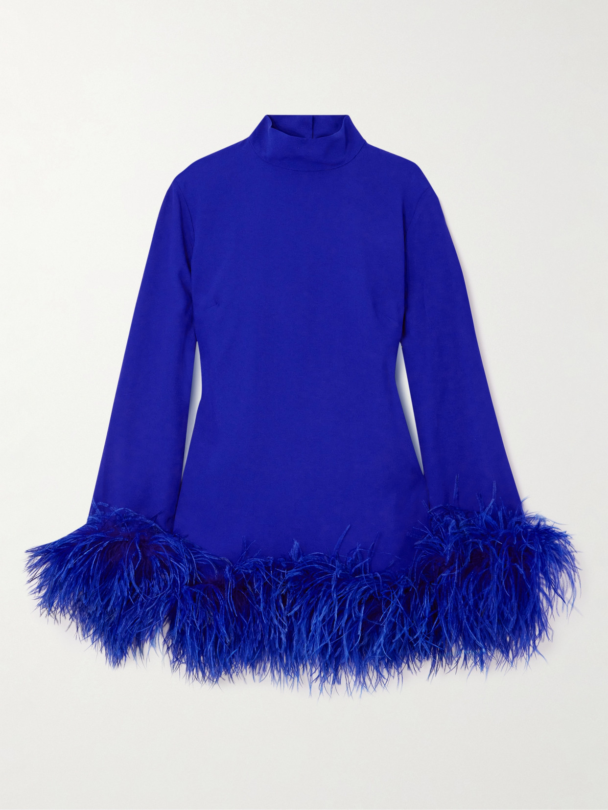 Taller Marmo Gina Feather-trimmed Crepe Mini Dress In Blue