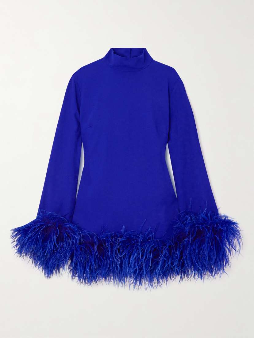 Taller Marmo Gina Feather-trimmed Crepe Mini Dress