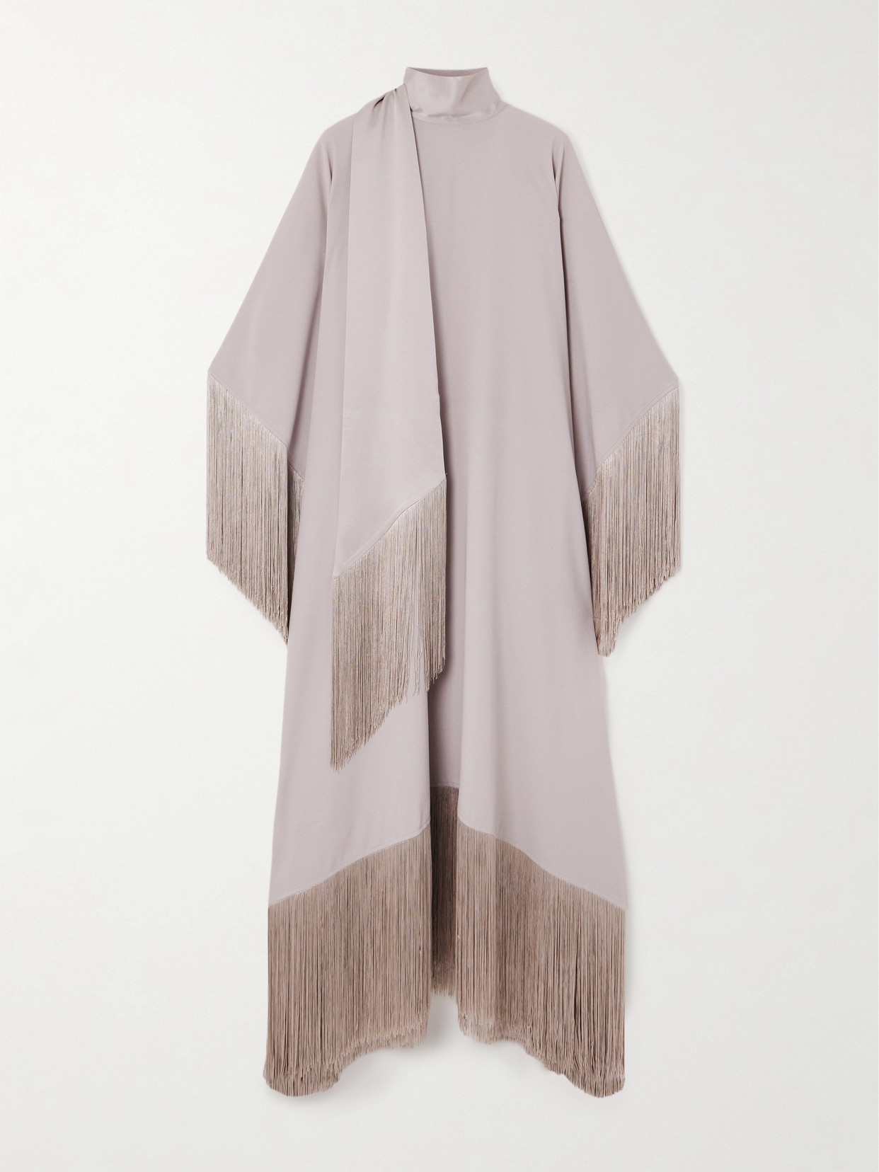 Taller Marmo Mrs. Ross Fringed Crepe Kaftan In Silver