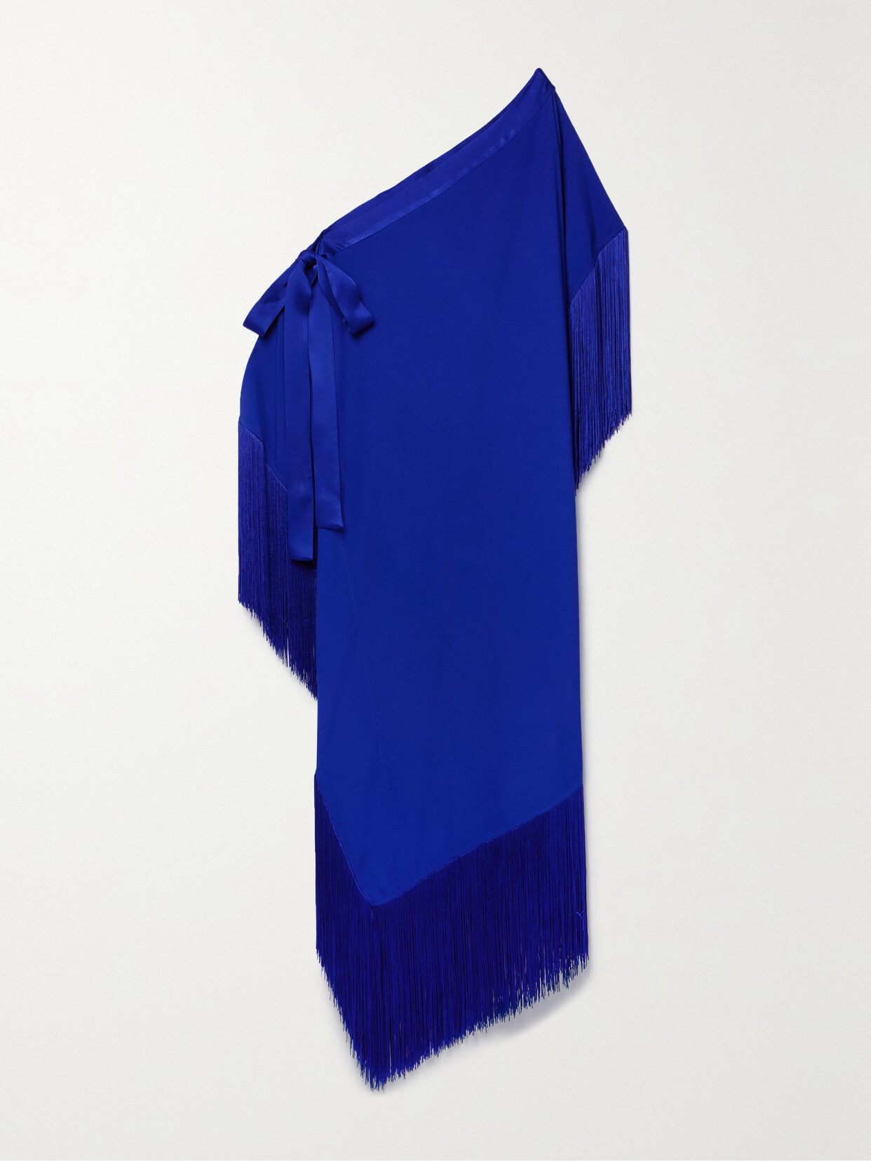 Taller Marmo Aarons One-shoulder Fringed Crepe Maxi Dress In Blue