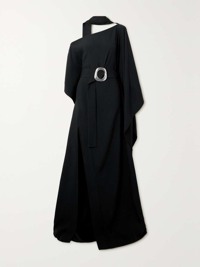 Taller Marmo Taylor Embellished One-shoulder Crepe Kaftan