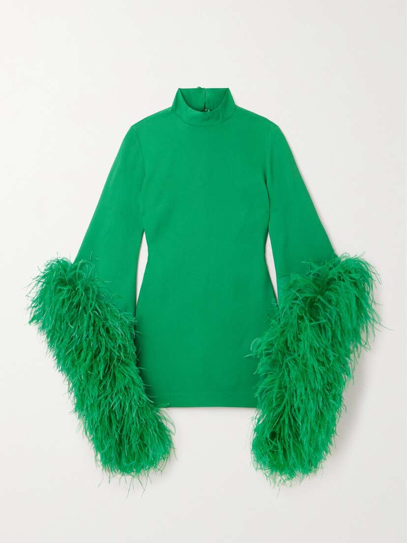 Taller Marmo Del Rio Feather-trimmed Crepe Mini Dress