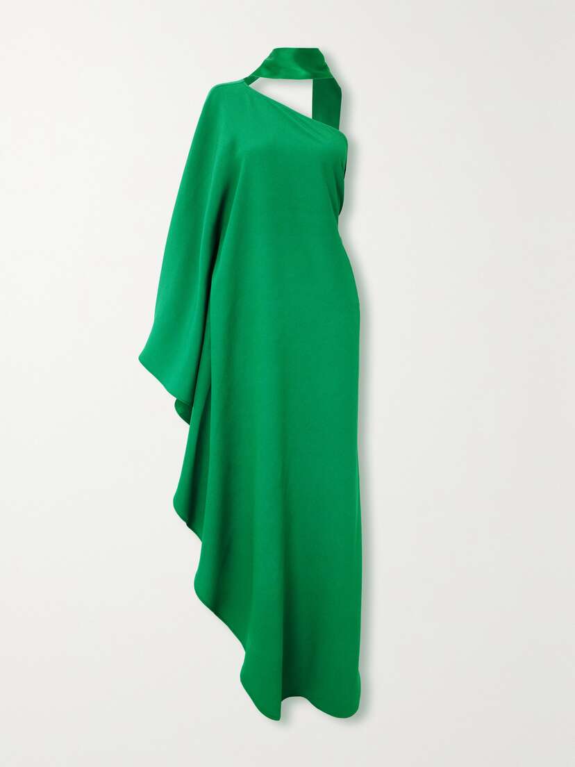 Taller Marmo Bolkan Scarf-detailed One-shoulder Ruffled Crepe Gown
