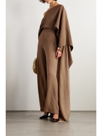 Taller Marmo Jerry cape-effect one-shoulder crepe jumpsuit